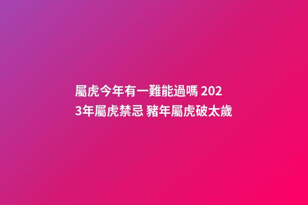 屬虎今年有一難能過嗎 2023年屬虎禁忌 豬年屬虎破太歲